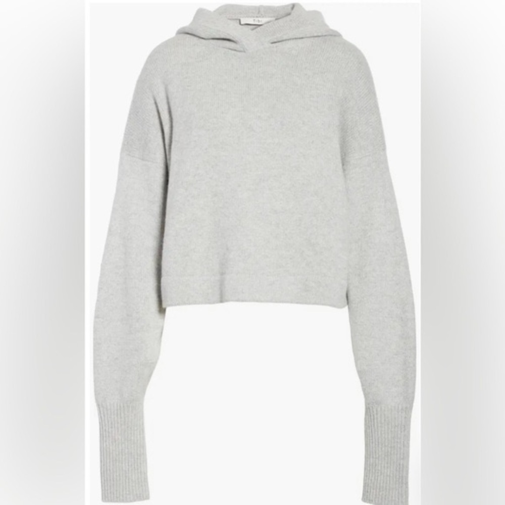 Tibi Light Gray Cashmere Hoodie Sweater